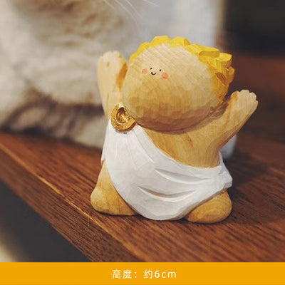 [BIG GALLERY] WOOD CARVING GOD OF PRAYER SERIES TOY FIGURES